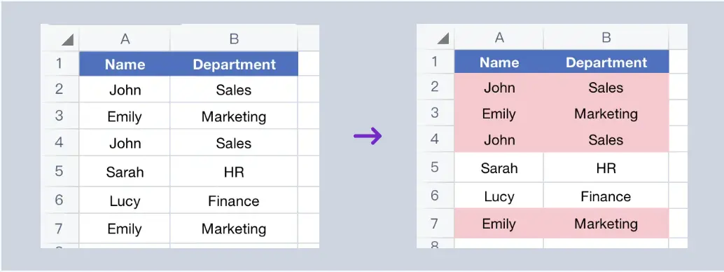 Highlight Duplicate Rows